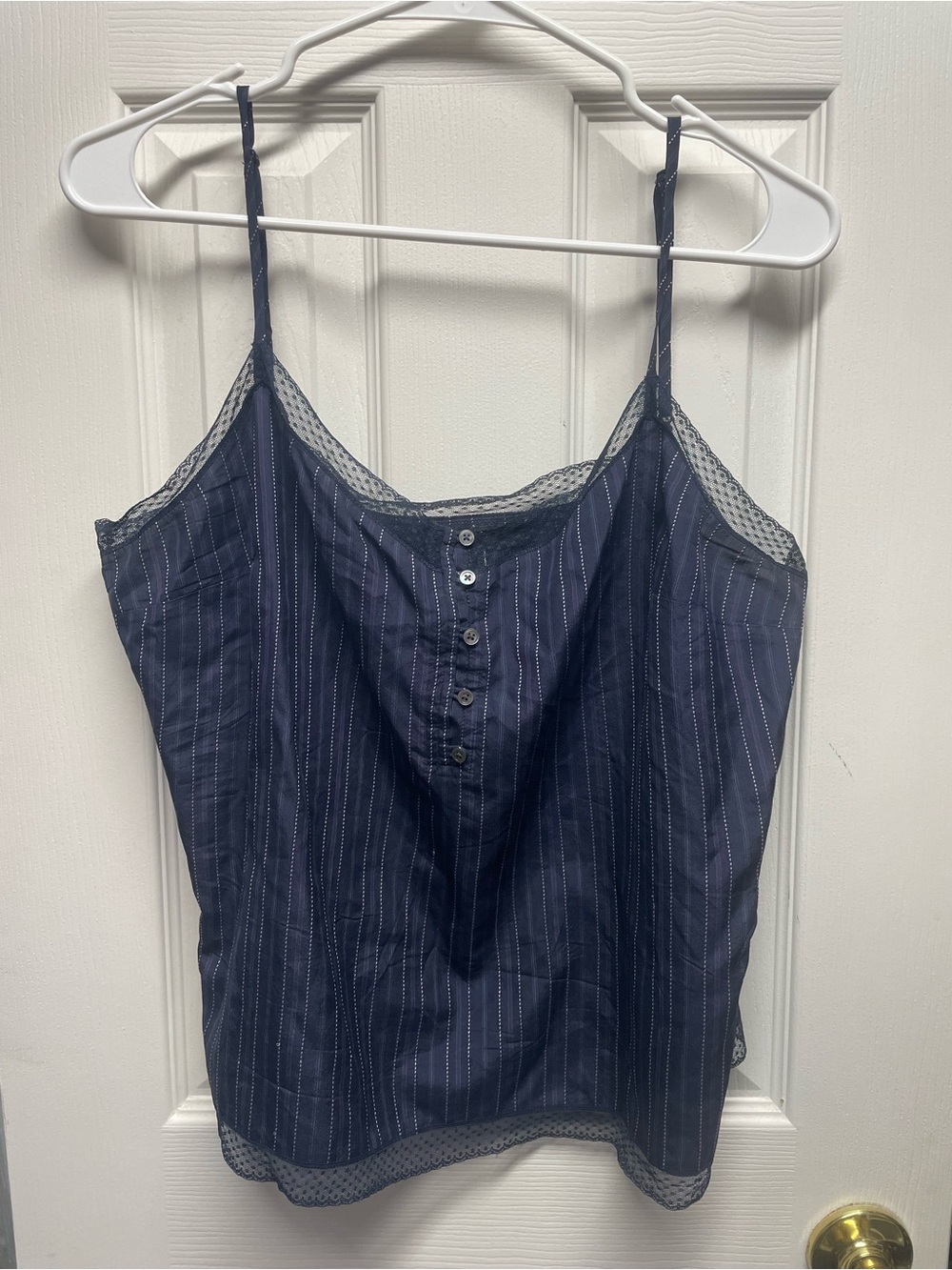 Y2K Express Pinstripe Lace-Trim Cami
